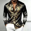 Men's Retro Baroque Printed Satin Silk Shirt Long Sleeved | SAMAG