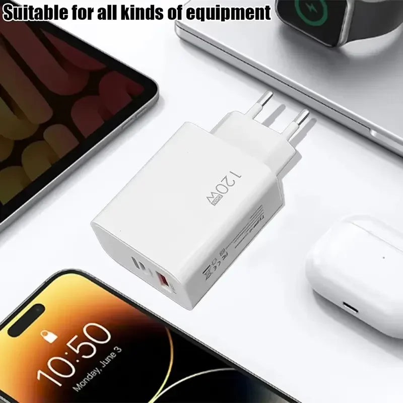 120W Charger Turbo Fast Charging EU US UK Wall Hypercharge Adapter USB 6A Type C Cable For Xiaomi 13 12 11 Ultra Redmi