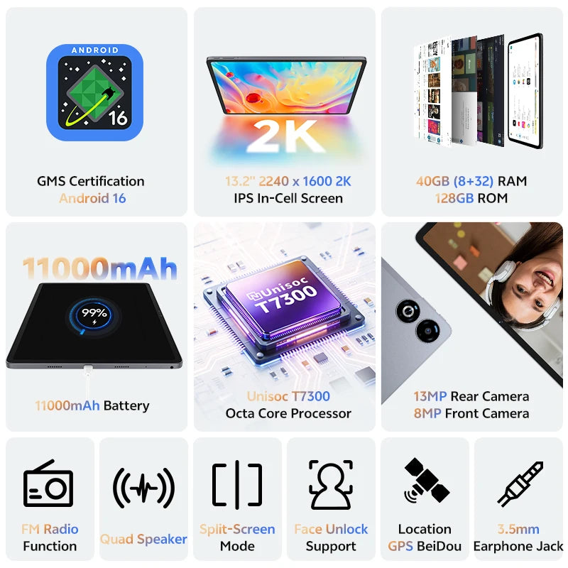 SVITOO Tablet Android 16 13 Inch 2240 x 1600 2K 90Hz - View 2 | SAMAG
