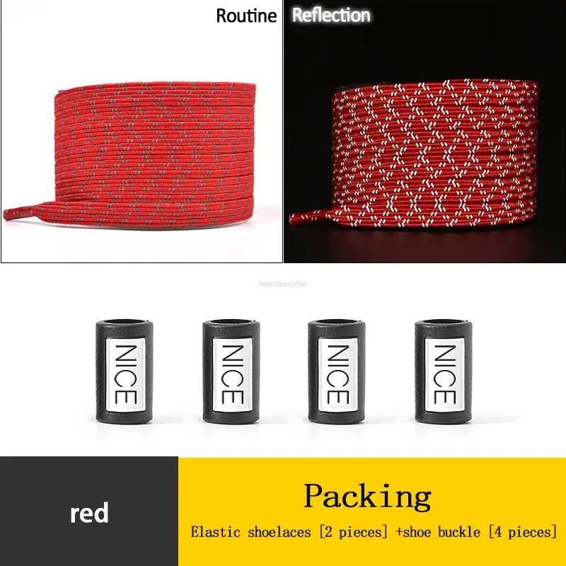 New Reflective No Tie Shoelaces Elastic Laces Sneakers Flat Shoe laces without ties Kids Adult Shoelace One size fits all Shoes