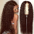 Chocolate Brown Body Wave Lace Front Wig Human Hair 220 Density Frontal Lace Wigs 30 Inch 13x6 HD Transparent Lace Human Wigs