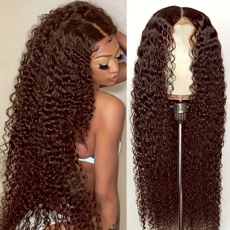 Chocolate Brown Body Wave Lace Front Wig Human Hair 220 Density Frontal Lace Wigs 30 Inch 13x6 HD Transparent Lace Human Wigs