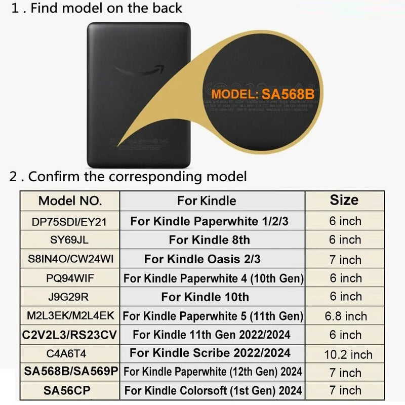 10/11/12th Generation 6 6.8 7 inch e-Reader Case Auto Sleep/Wake Leather Colorsoft Cover for Kindle Paperwhite 1/2/3/4/5 2024