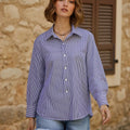 AOSSVIAO 2026 Spring Autumn Classic Striped Woman Blouses Shirt Lady Long Lantern Sleeve Stand Collar Loose Blusas Tops