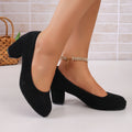 Spring and Autumn 2026 Plus Size High Heels Round Toe Low Heel Single Shoes Elegant Comfortable Square Heel Women's Shoes