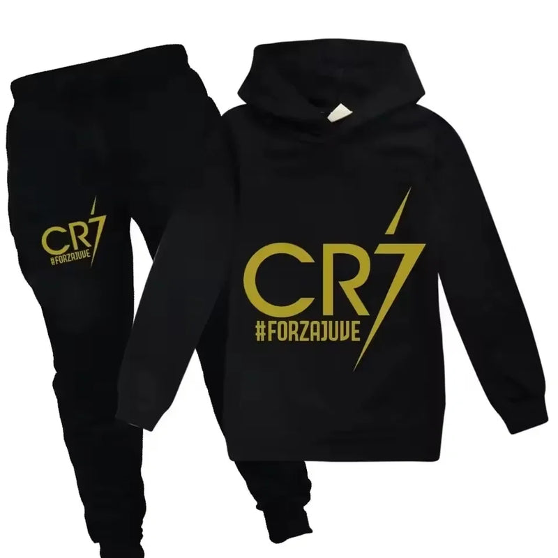 3-12 Years Spring Autumn Football CR7 Print Hoodie+Pants | SAMAG