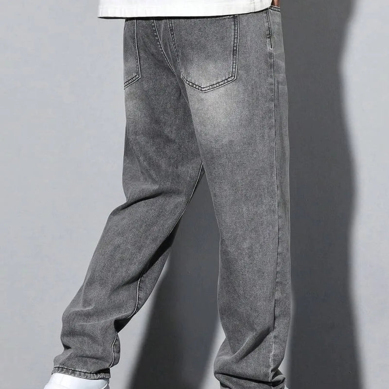 Men's straight skinny grey jeans, and simple design | SAMAG