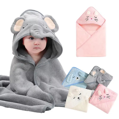 Cartoon Baby Bath Towels Soft Newborn Hooded Blanket Cute | SAMAG