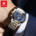 OLEVS 9910 Original Men's Automatic Mechanical Watch Luxury Skeleton Stainless steel Waterproof Luminous Watches