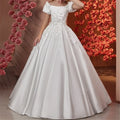 Elegant Flower Girl Dresses for Wedding Satin Beaded - View 3 | SAMAG
