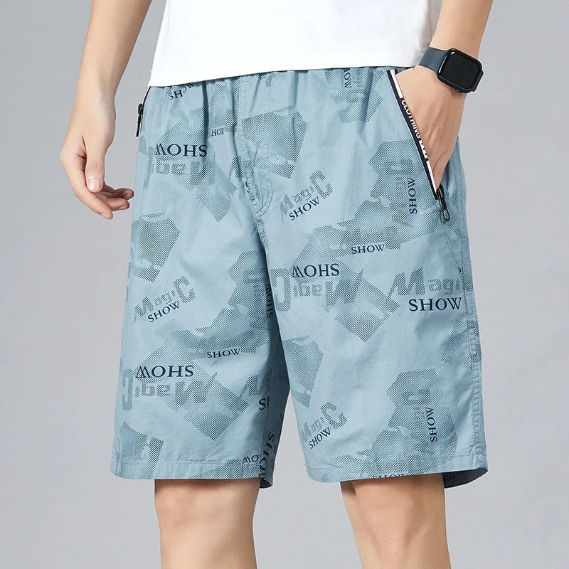 Men's Camo Shorts Elastic Waistband Casual Cargo Hiking | SAMAG