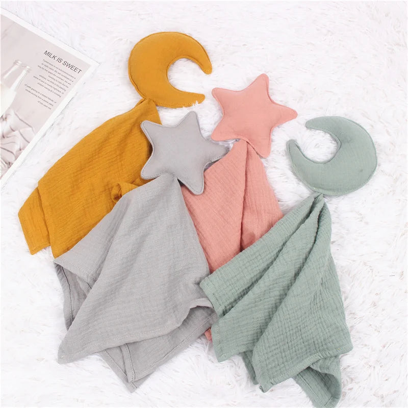 Baby Security Blanket Soft Cotton Muslin Comforter for Newborn Infant Sleeping Snuggle Toy Stuffed Animal Soothe Appease Towel
