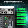 KDES KP8 Audio Mixer 8 Channel 99 DSP Effect Record PC 48V Phantom Power USB Sound Mixers Bluetooth DJ Console Mixing for Karaok