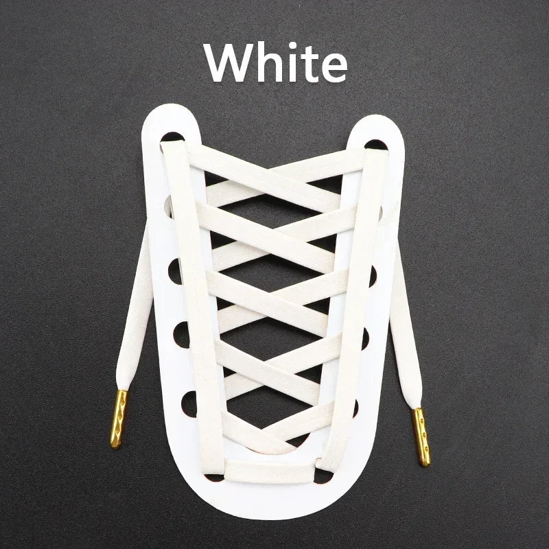 Luxury Faux Leather Shoelaces Gold Silver Flat Rope Shoelace Metal HeadSneakers Casual Shoes Laces 80/100/120/140/160cm 1Pair