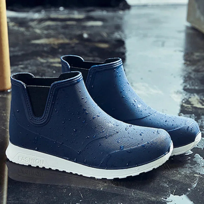 New Fashion Men's Rain Boots Rubber Boots Platform Ankle Boots 2025 Summer Slip on Couples Booties Men Work Shoes Botines Mujer