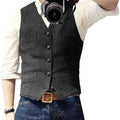 Men's Suit Vest V Neck Wool Herringbone Tweed Casual Waistcoat Formal Business Vest Groomman