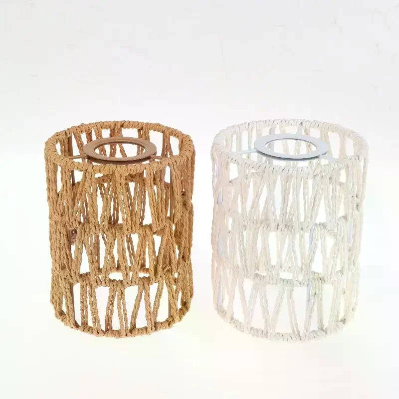 Garden Decor with Handcrafted Boho Woven Paper Rope Rattan Lampshade