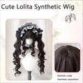 Blonde Pigtail Wig Long Curly Sweet Lolita Wigs with Bangs Heat Resistant Synthetic Hair For Women Halloween Cosplay Party Daily