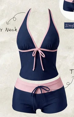 Women Bikinis Set Vintage Striped Floral Tankini Swimsuit | SAMAG