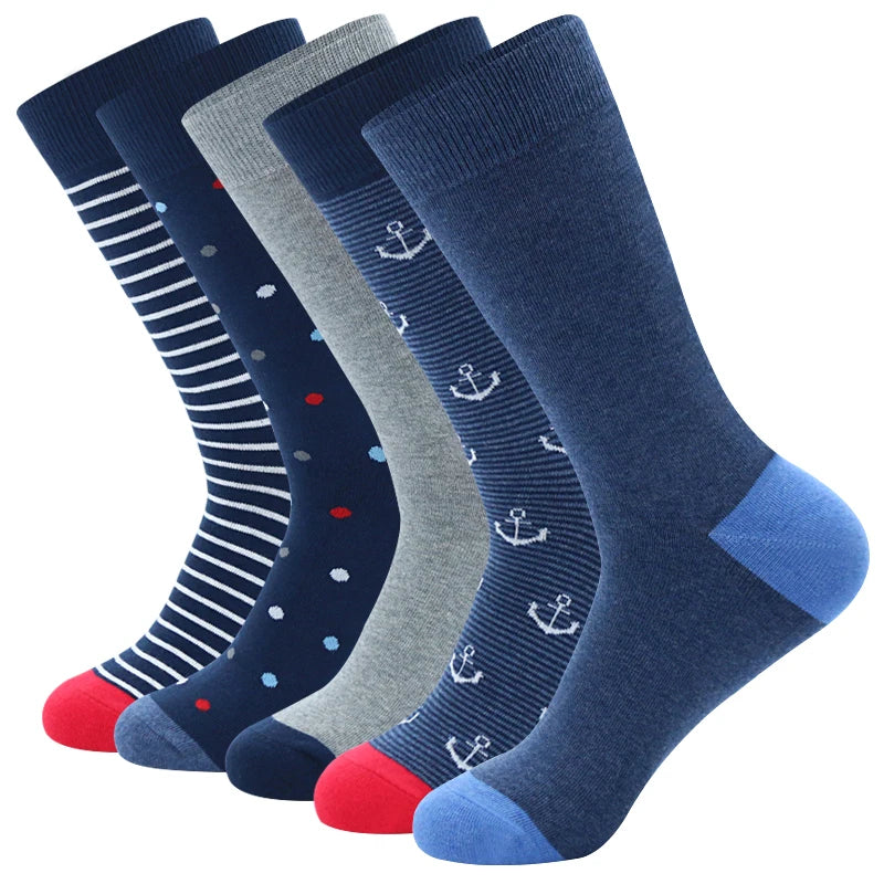 5 Pairs Men's Dress Socks Plus Large Size， Combed Cotton | SAMAG