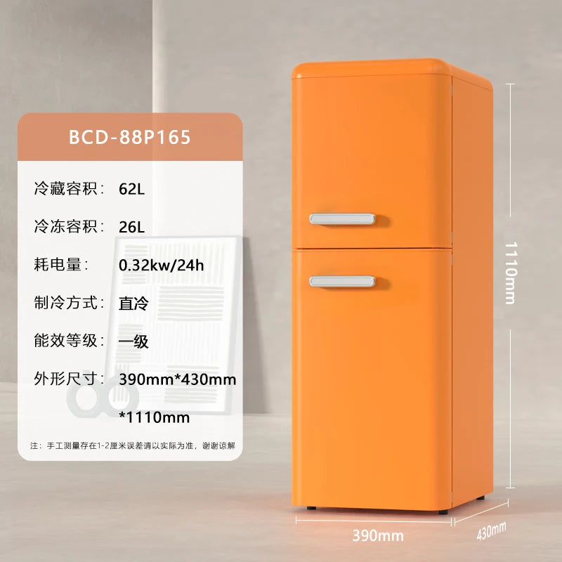 refrigerator retro single door double door small household kitchen refrigerated and frozen mini