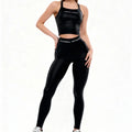 2026 New 6 Color Women Sport Outfit Slim Fit Yoga Top Hip Lifting Butt Lifting Full Length Workout Leggings Set