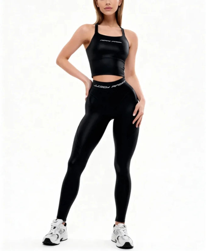 2026 New 6 Color Women Sport Outfit Slim Fit Yoga Top Hip Lifting Butt Lifting Full Length Workout Leggings Set