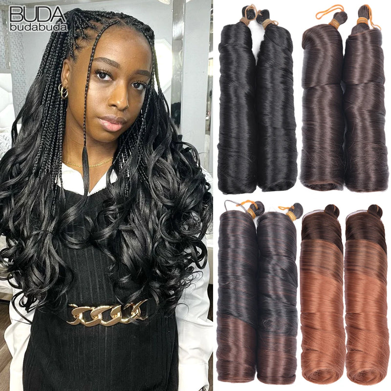 Loose Wave Braiding Hair Extensions 24" Synthetic Spiral Curls Braids Hair Pre Stretched Bouncy Braid French Curls Braiding Hair