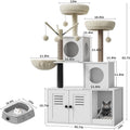 Garvee Large Cat Tree and Tower for Indoor Cats With Hidden Washroom Cabinet,Post,Perch&Brush Spacious Hammock Padded Perches and Condos Cat Toys