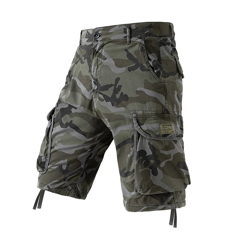 Men's Camo Cargo Shorts Outdoor Multi-Pocket Cotton | SAMAG