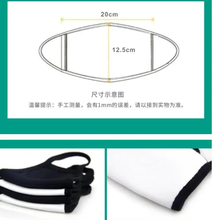 Black Cotton Mask Unisex Winter Warm Thickening Half Face Mouth Mask Cotton Cartoon Pattern Anti-Dust Anti-Respirator Mask
