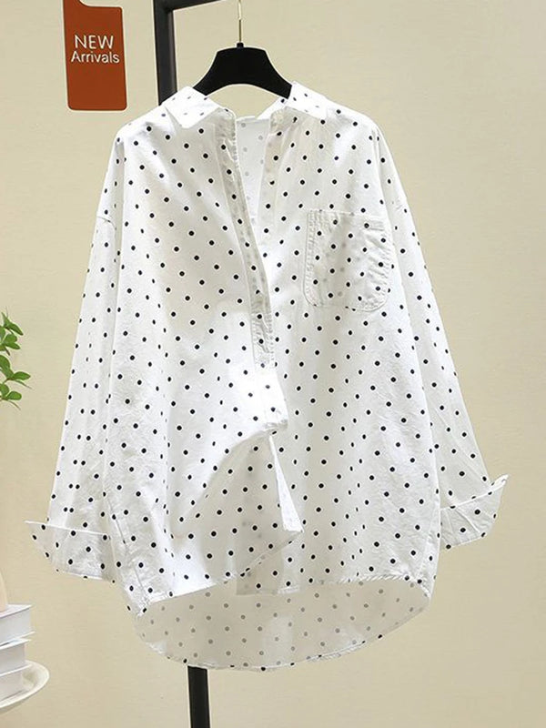Pure Cotton Cute Dot Shirt Women Fall Long Sleeve Fashion - View 4 | SAMAG