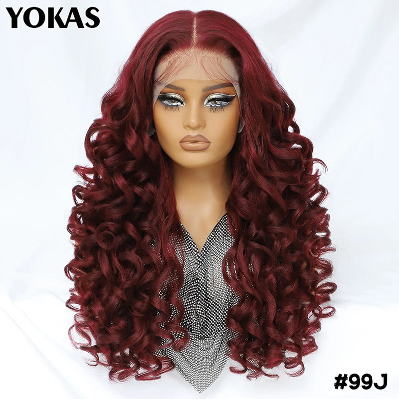Latisha Lace Frontal Wigs Synthetic 24 Inch Loose Curl Pre Plucked Lace Frontal Wig For Women Highlight With Baby Hair 13X6 Wigs