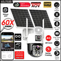 4G SIM Solar Camera AOV 24 Hours Record Built-in 31200 MAh Battery Outdoor Surveillance 60X Zoom Cam Auto Track 25W Solar Panel