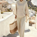 Women 2 Piece Outfit Set Hooded Cape Poncho Top & Wide Leg Pants Loose Loungewear Set Casual Ladies Tracksuit Suit Autumn New