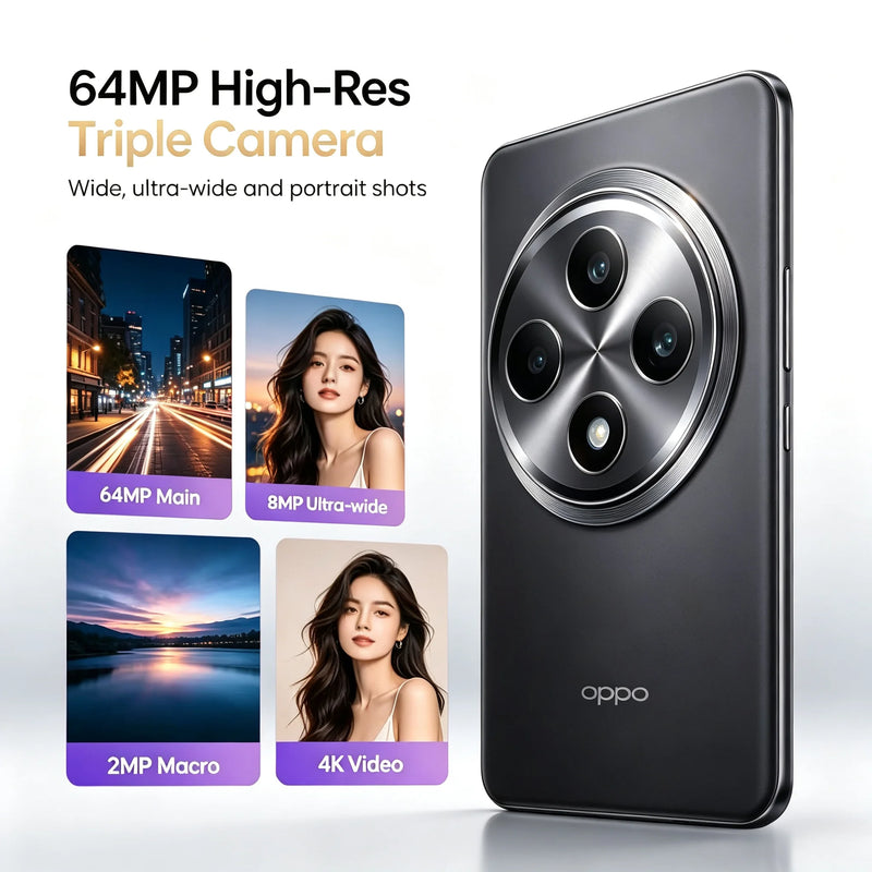 2026 new OPPO Reno12 F 5G 12GB+512GB Unlocked Global Version, 120Hz AMOLED, 50MP AI Camera, Dual SIM