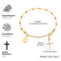 Charm Cubic Zirconia Cross Rosary Bracelet for Women, Stainless Steel Mary Adjustable Link, Religious - Visuel 6 | SAMAG