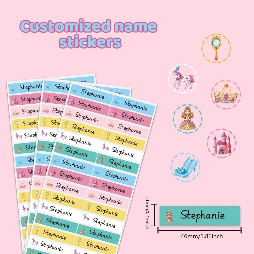 4.6CM Long Custom Name Sticker, Personalized Cartoon Fresh Cute Waterproof Modern School Supply Label, Customized Name Stickers