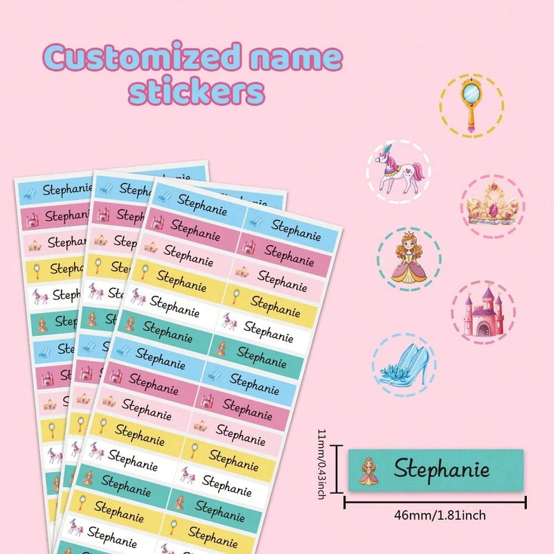 4.6CM Long Custom Name Sticker, Personalized Cartoon Fresh Cute Waterproof Modern School Supply Label, Customized Name Stickers