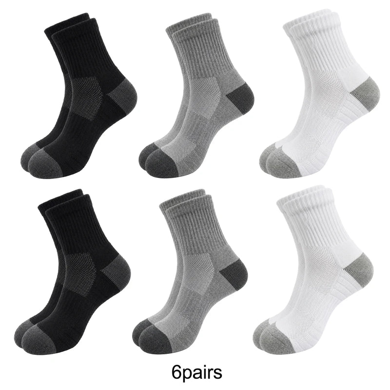 1/3/6pairs Men's Cotton Crew Sports Socks Breathable Mesh | SAMAG