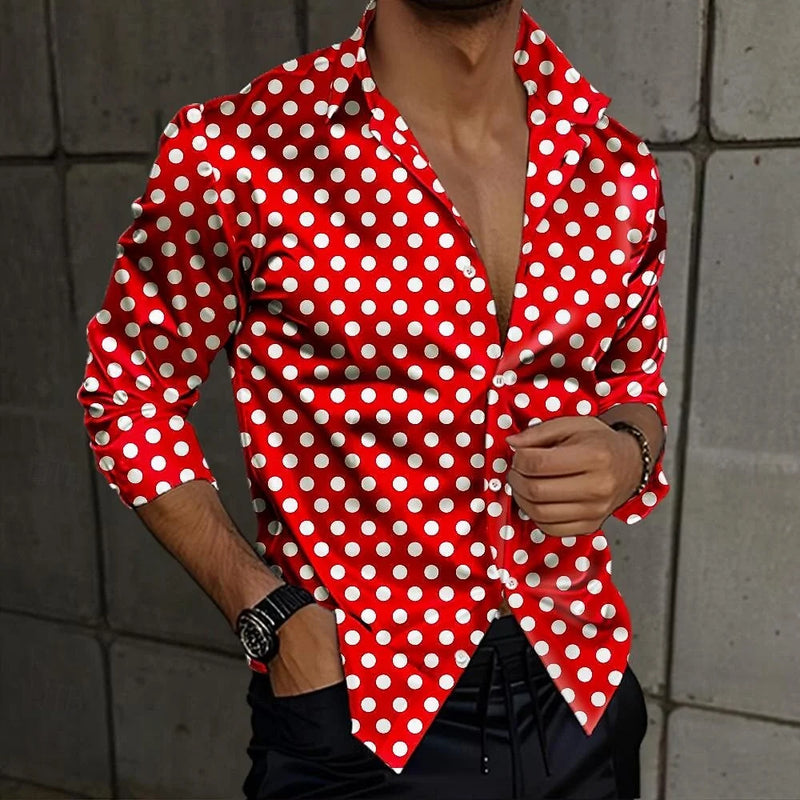 Men's multicolored Dot Geometric Pattern Dress Shirt | SAMAG