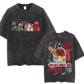 Washed Retro Japanese Anime Akira Print 100%Cotton Men Woment T-shirt Summer Autumn Daily Sports Party Casual Loose Short Sleeve