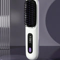 Women's Wireless Portable Hair Straightener, USB Rechargeable Negative Ion Hot Air Straightening Brush, Effectively Smooths Frizz, Makes Hair Shiny And Soft, Anti-Scald Design, 3 Temperature Settings, 30 Seconds Fast Heating,