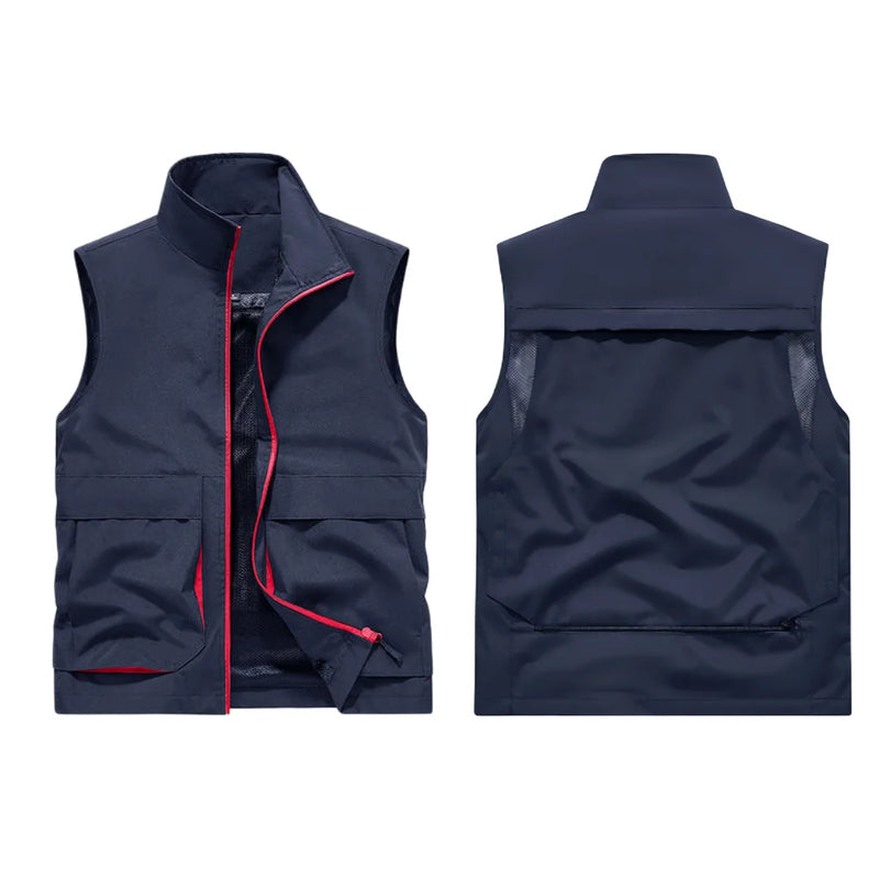 2026 Summer Men Outdoor Waterproof Quick Drying Cargo 6XL Vests Male Thin Mesh Breathable Waistcoats Climbing Sleeveless Jackets
