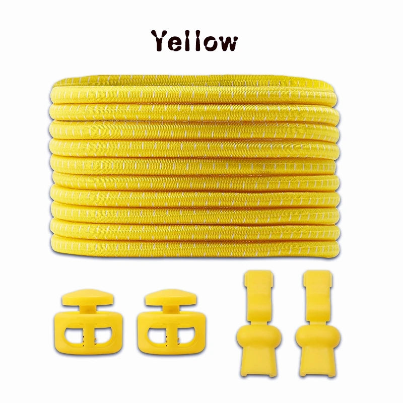 1 Pair Elastic Shoelaces Kit with Push Button Lock Stretch No Tie Shoe Laces for Running Sneakers Sports Shoes Adults Kids