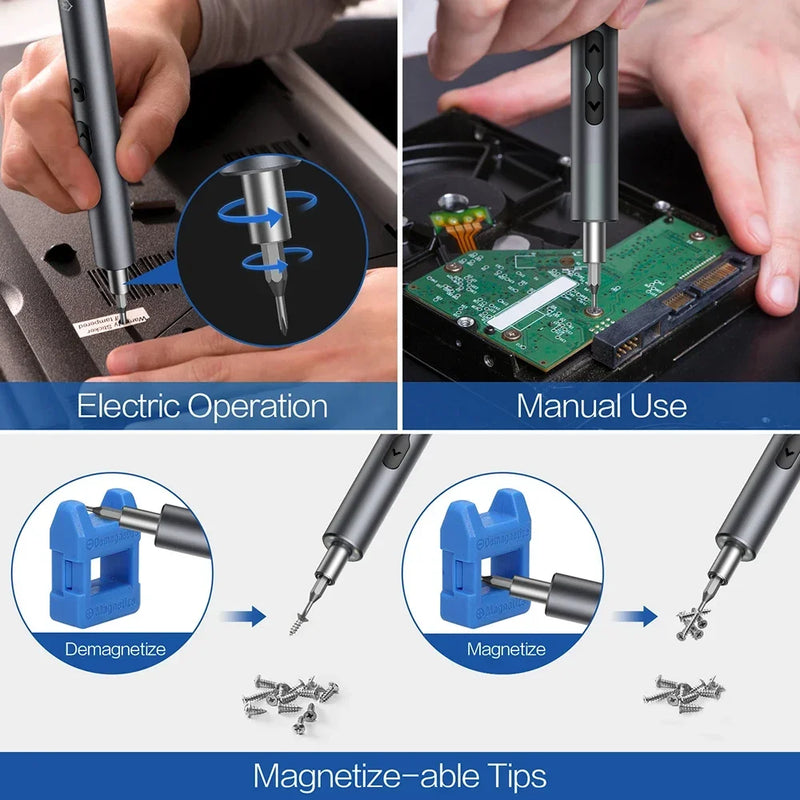 28/62 in 1 Electric Screwdriver Set Precision Power Tool Kit Rechargeable Wireless Mini Small Bits for - View 6 | SAMAG