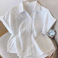 Blue  Ne ort Sve irt Women's Loose Sle Summer New Faion Breathable Comfortable Korean Version Small Size Top