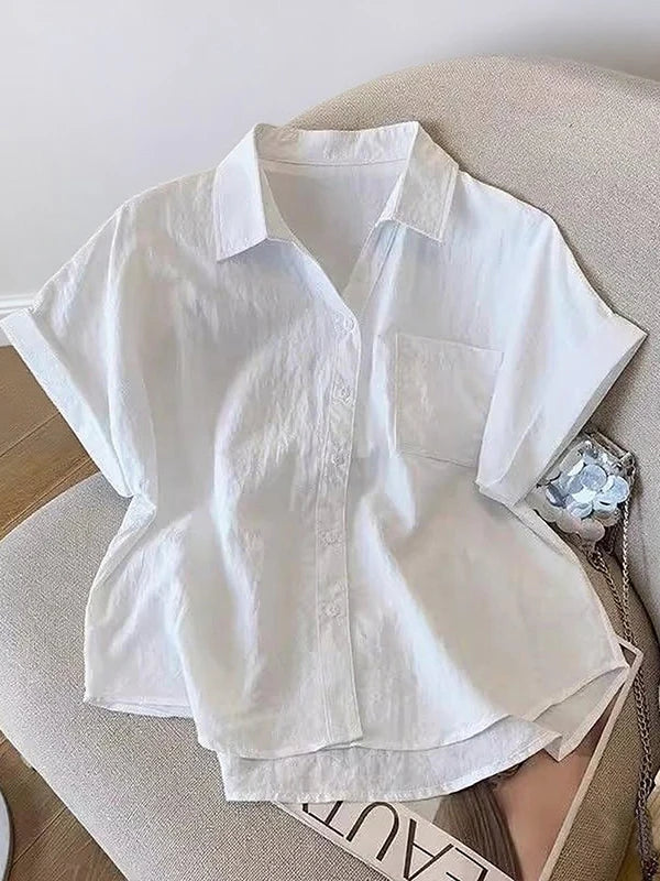 Blue  Ne ort Sve irt Women's Loose Sle Summer New Faion Breathable Comfortable Korean Version Small Size Top