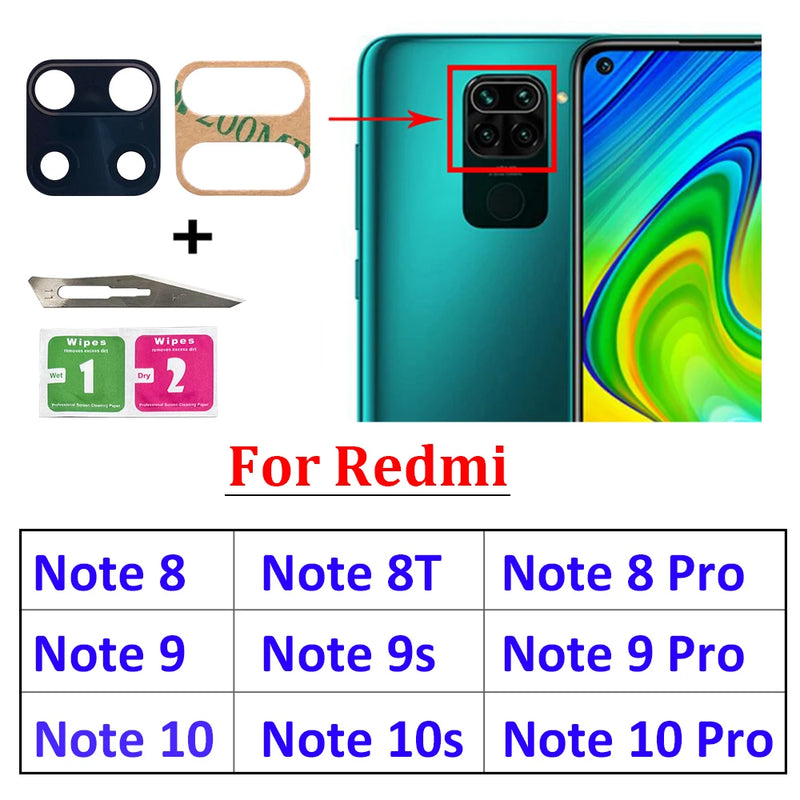 Rear Big Back Camera Glass For Redmi Note 11 11S 11T 11E 10T 10 10S 9 9S 8T 8 Pro Glass Real Camera Lens + Repair Tools