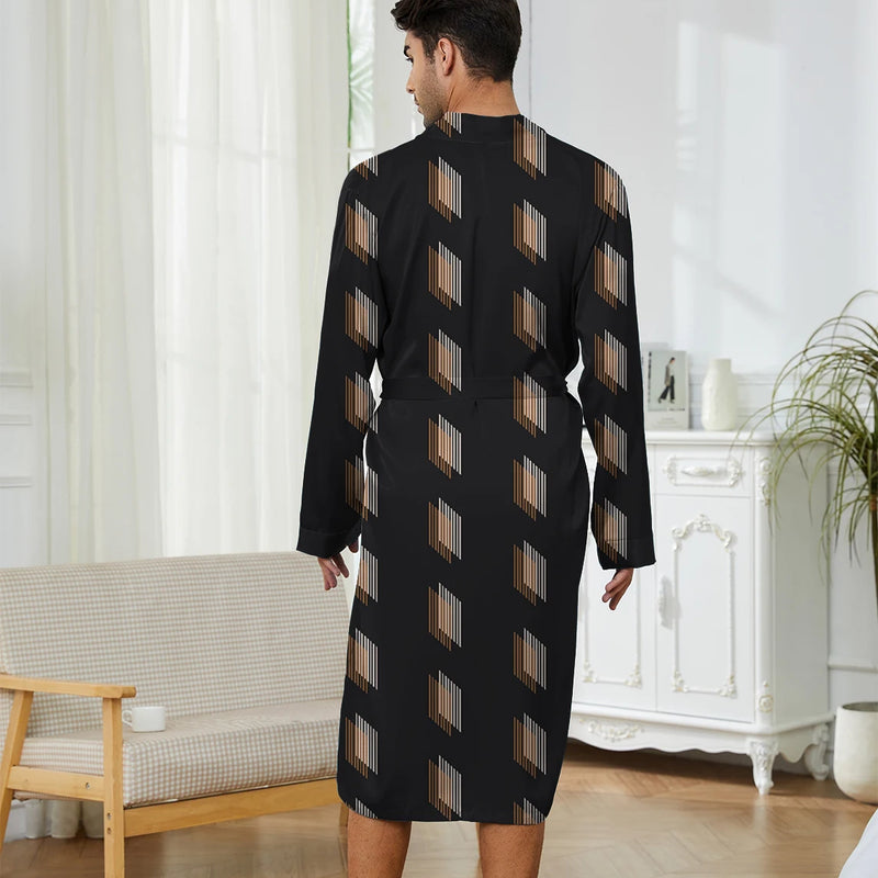 Men's Spring and Autumn Trendy Robe Pajama, Digital Printed Casual Entertainment Men's bathrobe, Quick Drying